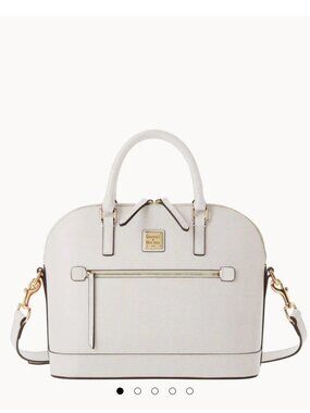 New Dooney & Bourke Saffiano Domed Zip Satchel Ecru